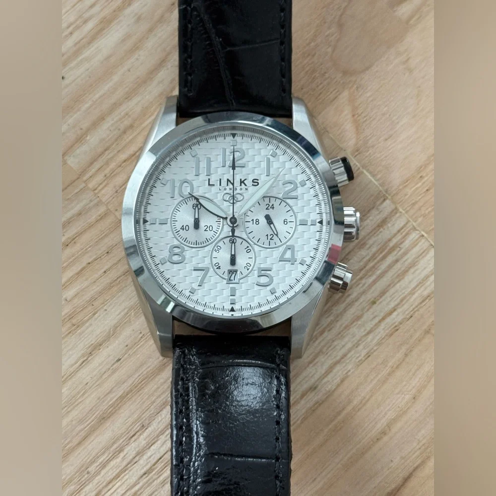 Links of London Chronograph Luxury Men’s Watch Stainless Case White Dial NWOT